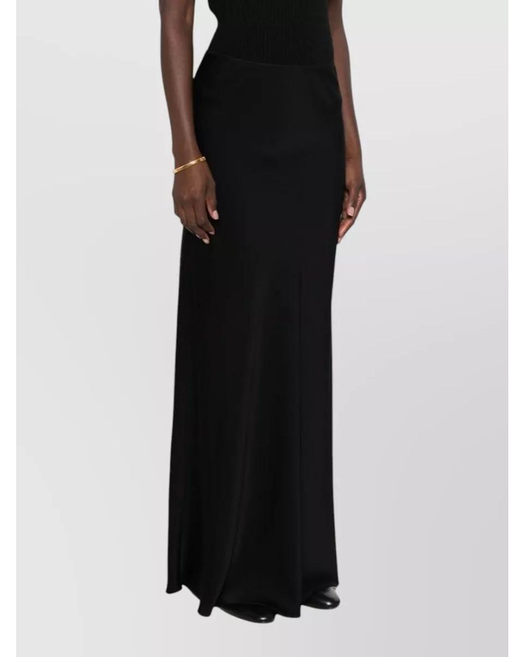Fabiana Filippi Black High-Waisted Satin Maxi Skirt