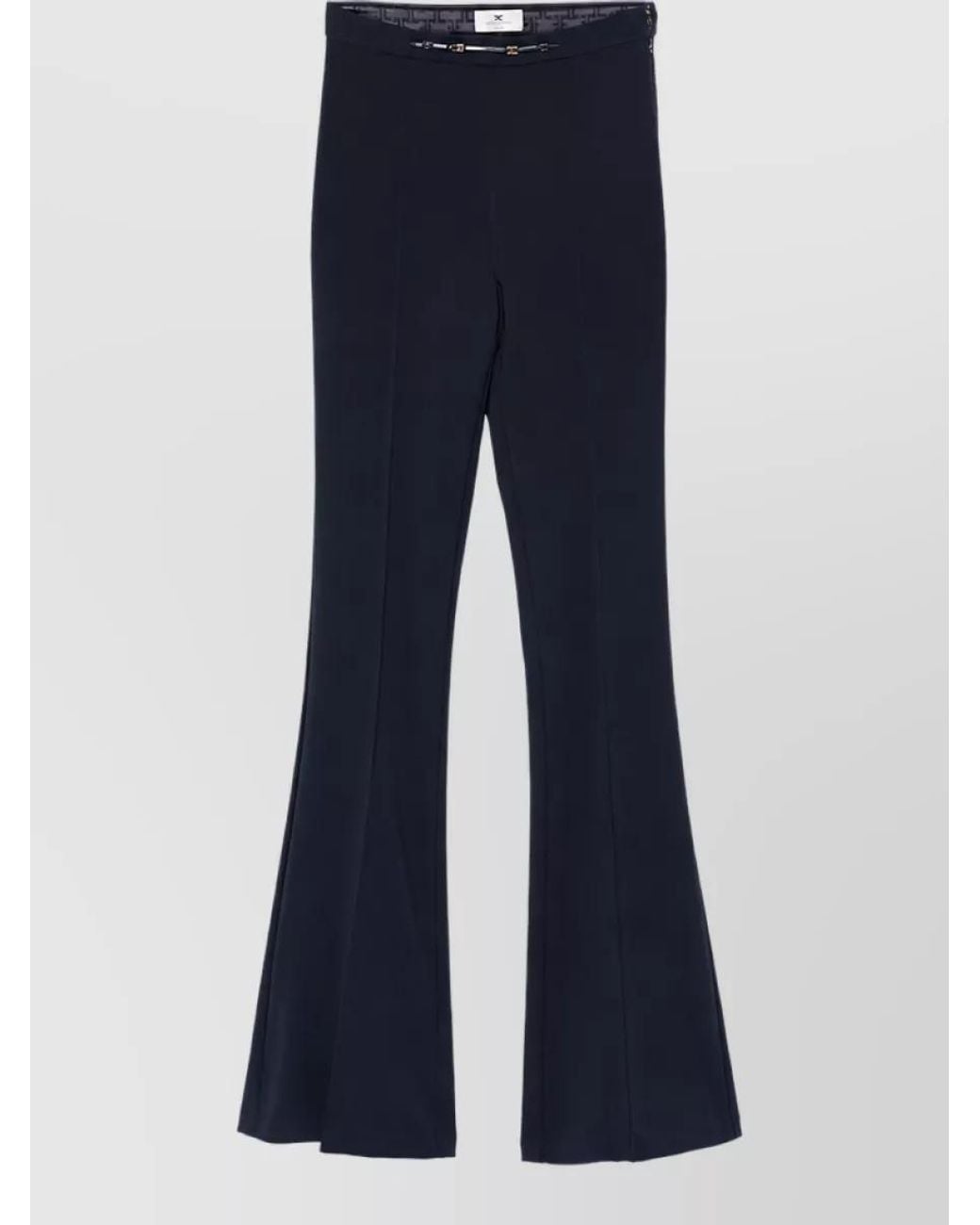 Elisabetta Franchi Blue High-Rise Flared Trousers
