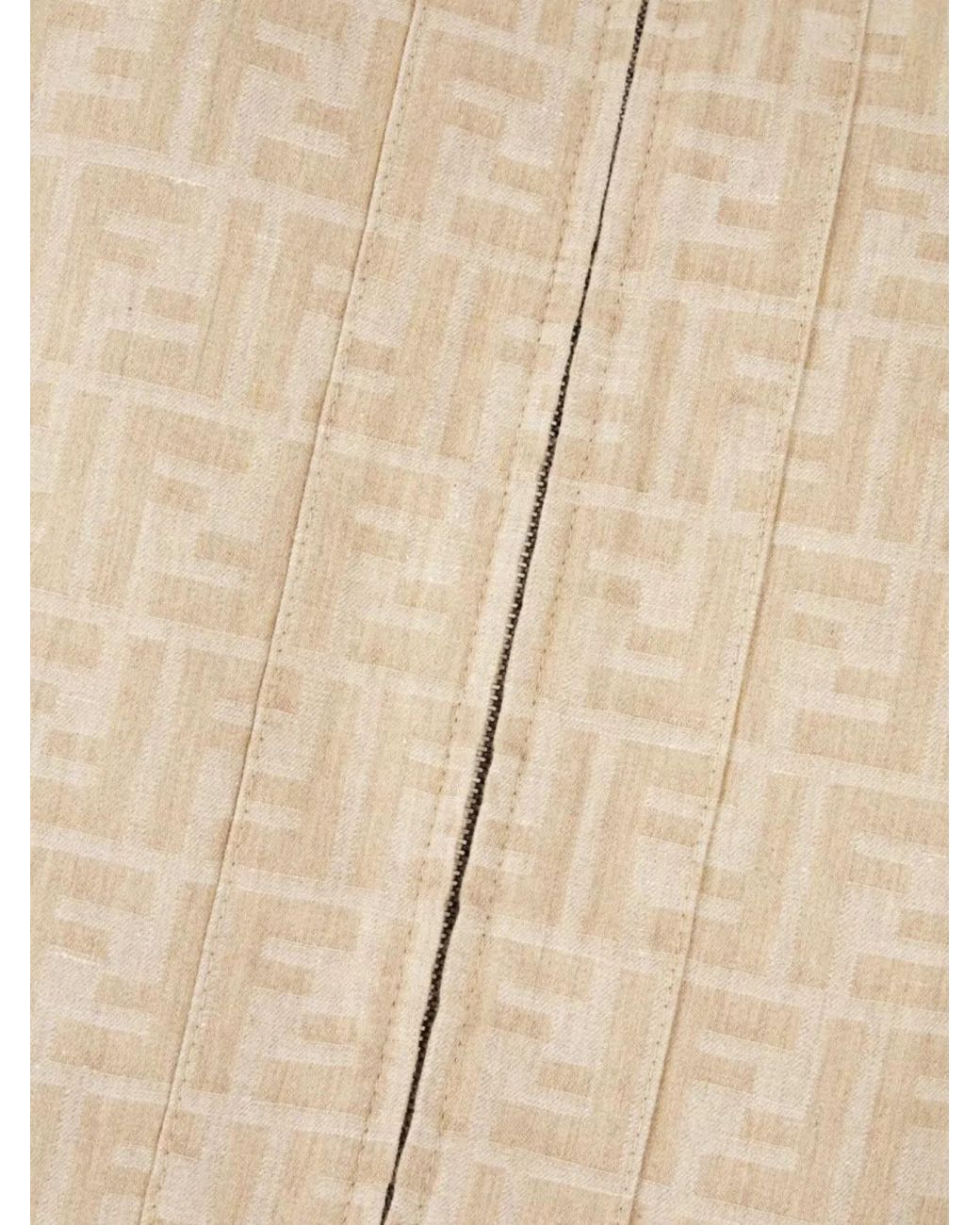 Fendi Natural Denim Ff Jacquard Cropped Jacket