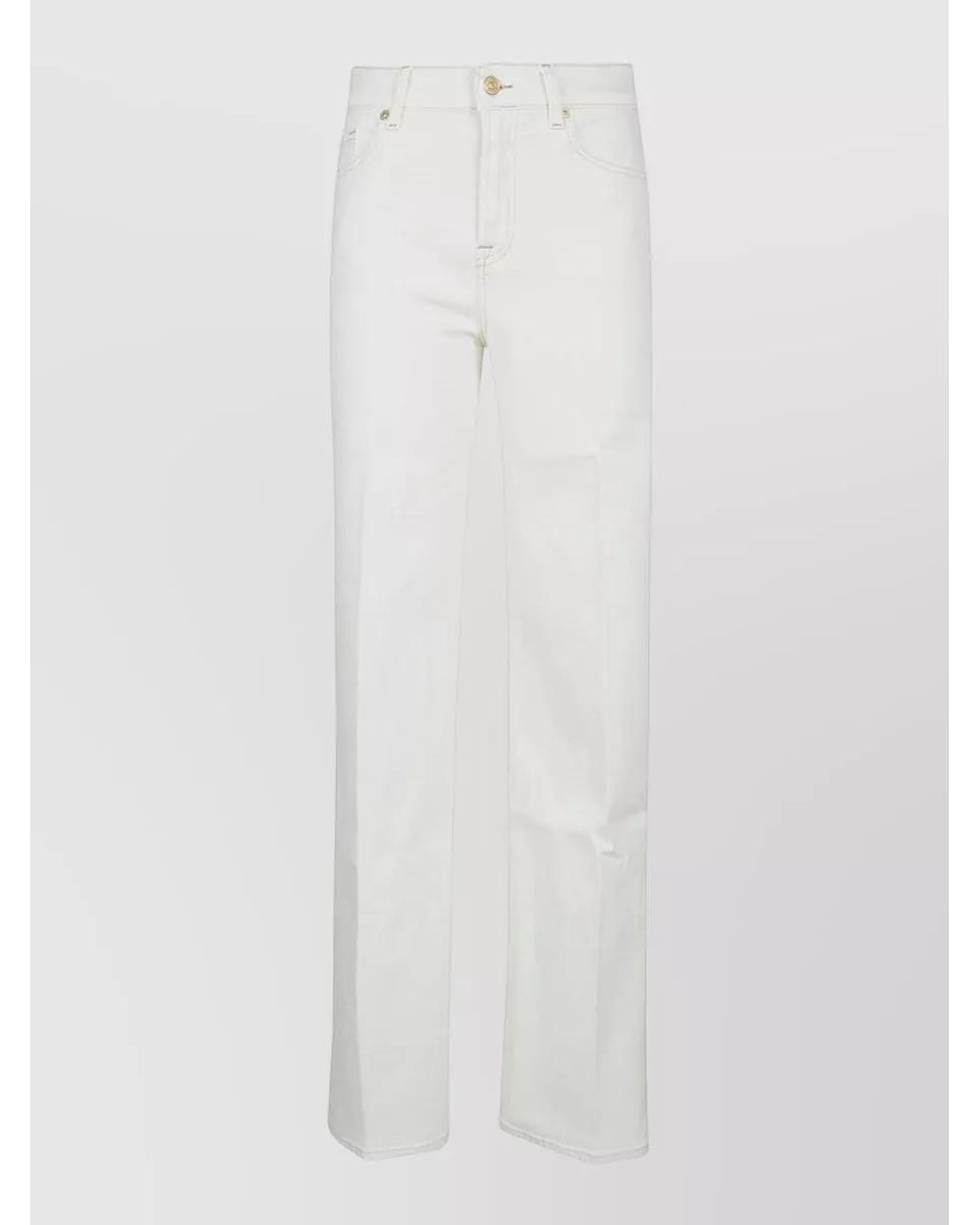 7 For All Mankind White High-Rise Wide-Leg Jeans