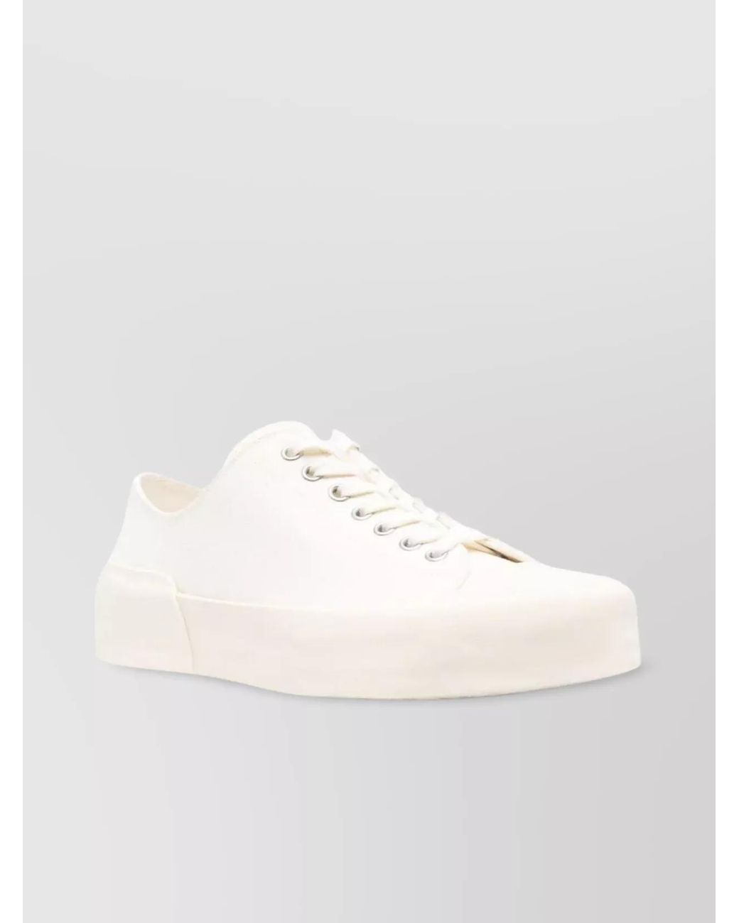 Jil Sander White Canvas Low-Top Sneakers