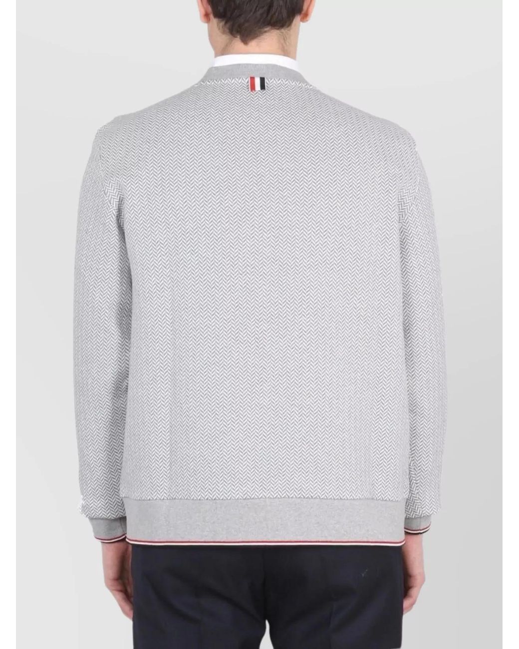 Thom Browne Gray Cotton Herringbone Sweatshirt for men