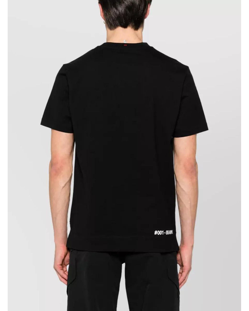 Moncler Black Logo Print Cotton Jersey Crew Neck T-Shirt for men