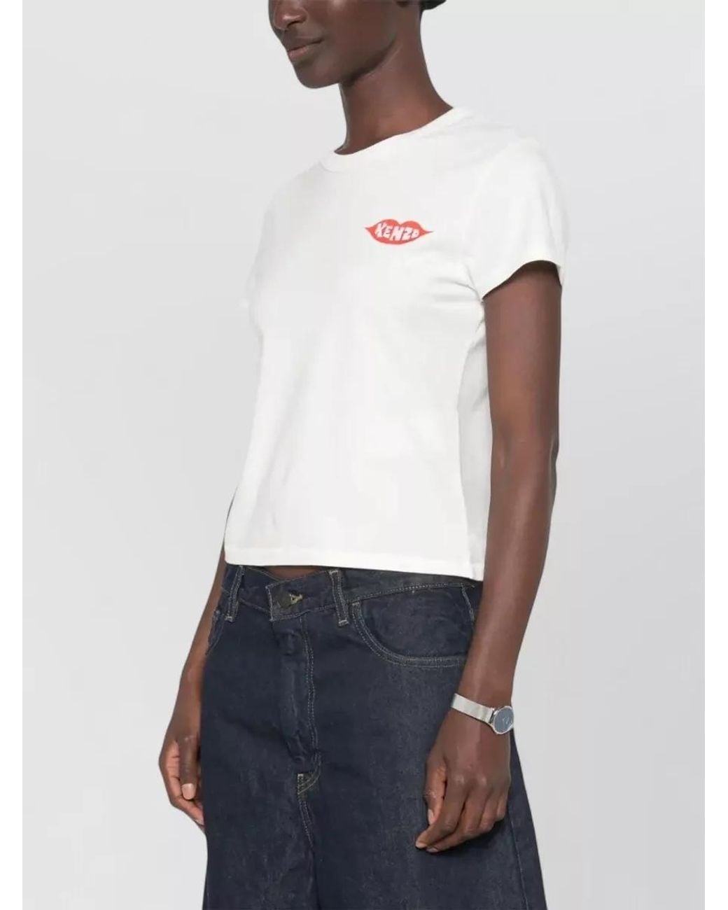 KENZO White Embroidered Cotton T-Shirt