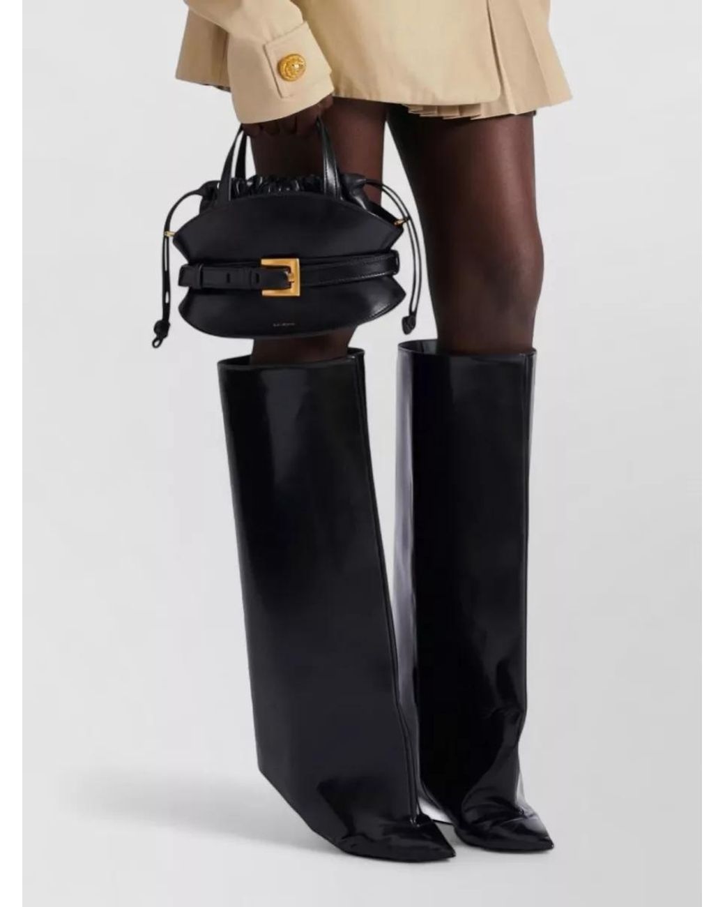 Balmain Black Shuffle Mini Leather Bucket Bag