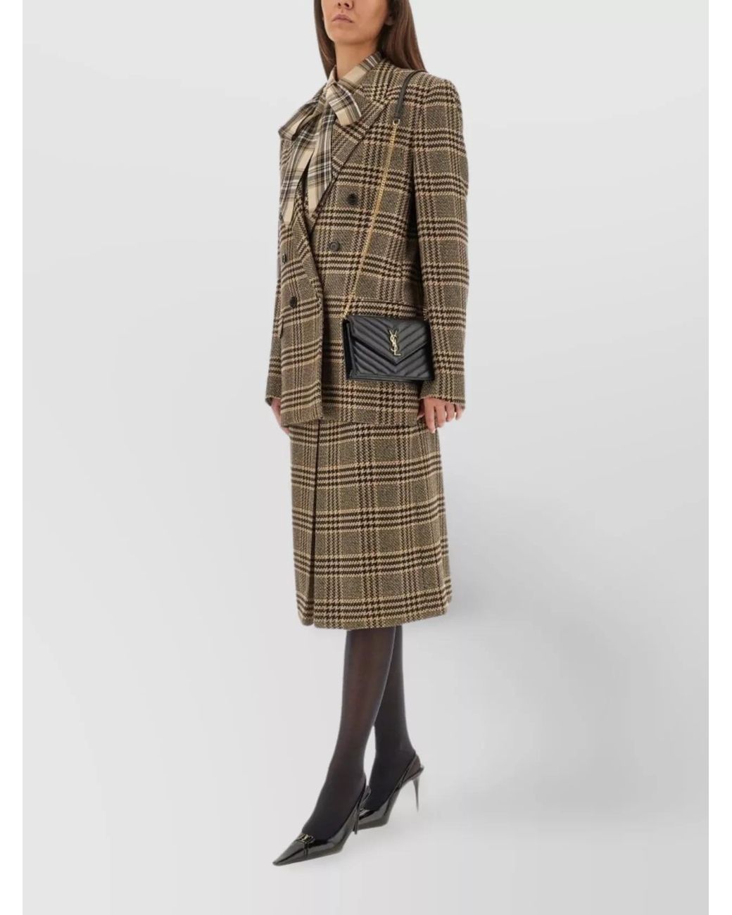 Saint Laurent Brown Silk Cashmere Double-Breasted Blazer