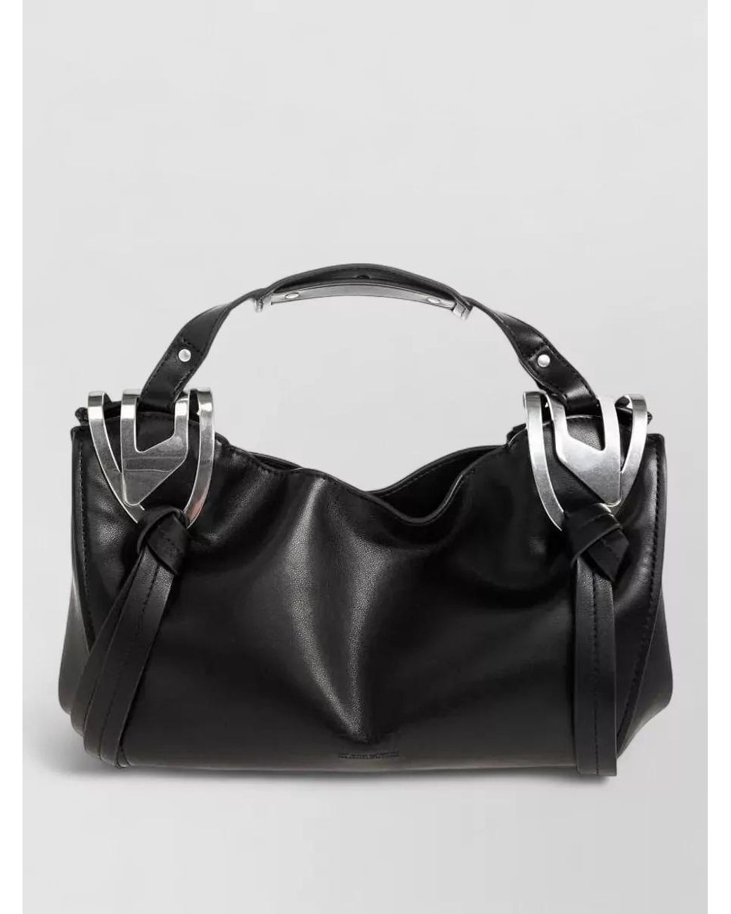 DIESEL Black Small Polyurethane Knot-D Top Handle Bag