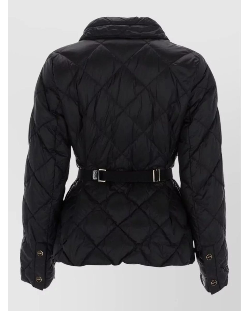 Max Mara Black Quilted Belted Parka Coat