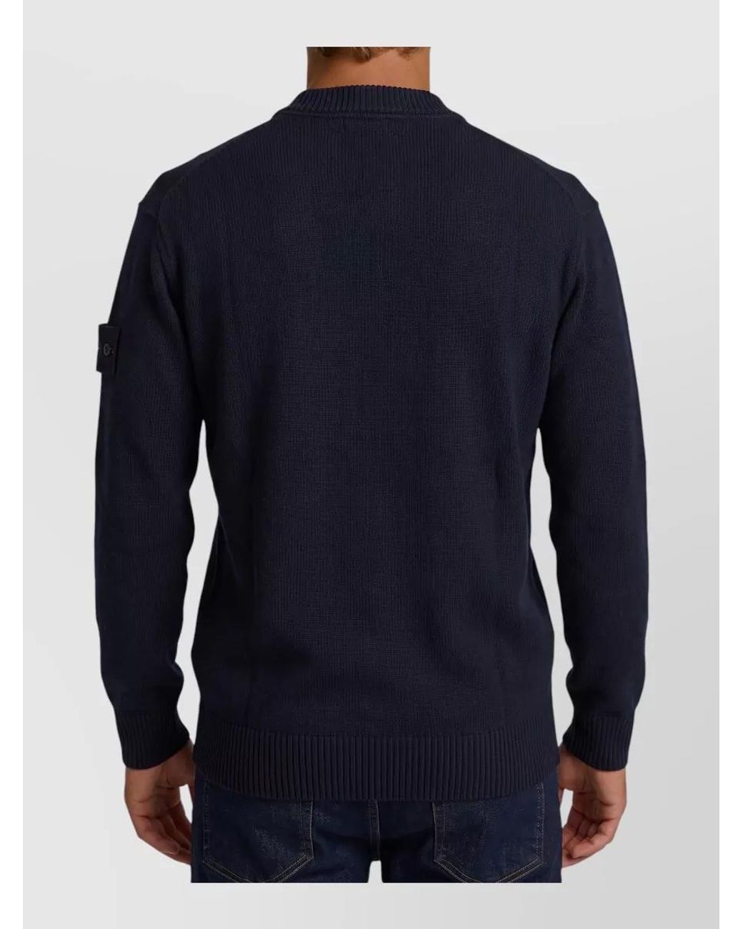 Stone Island Blue Cashmere Blend Ribbed Regular-Fit Crew-Neck Jumper for men
