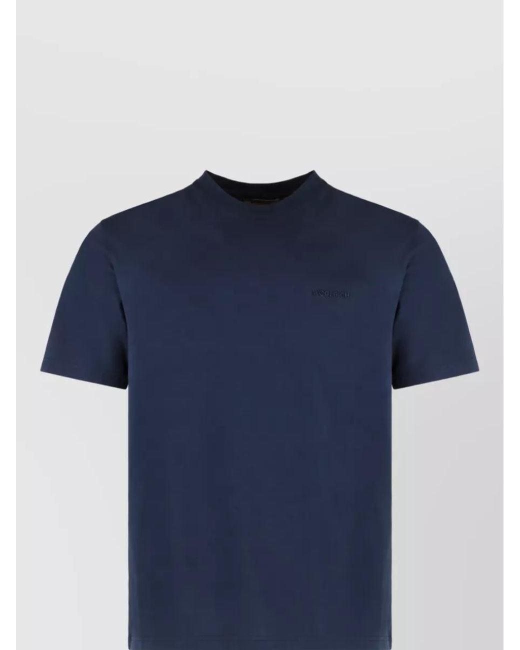 Woolrich Blue Ribbed Cotton Crew-Neck T-Shirt for men