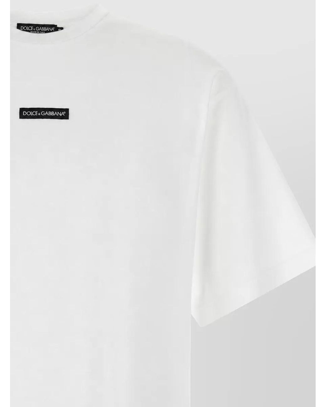 Dolce & Gabbana White Cotton Logo Patch T-Shirt for men