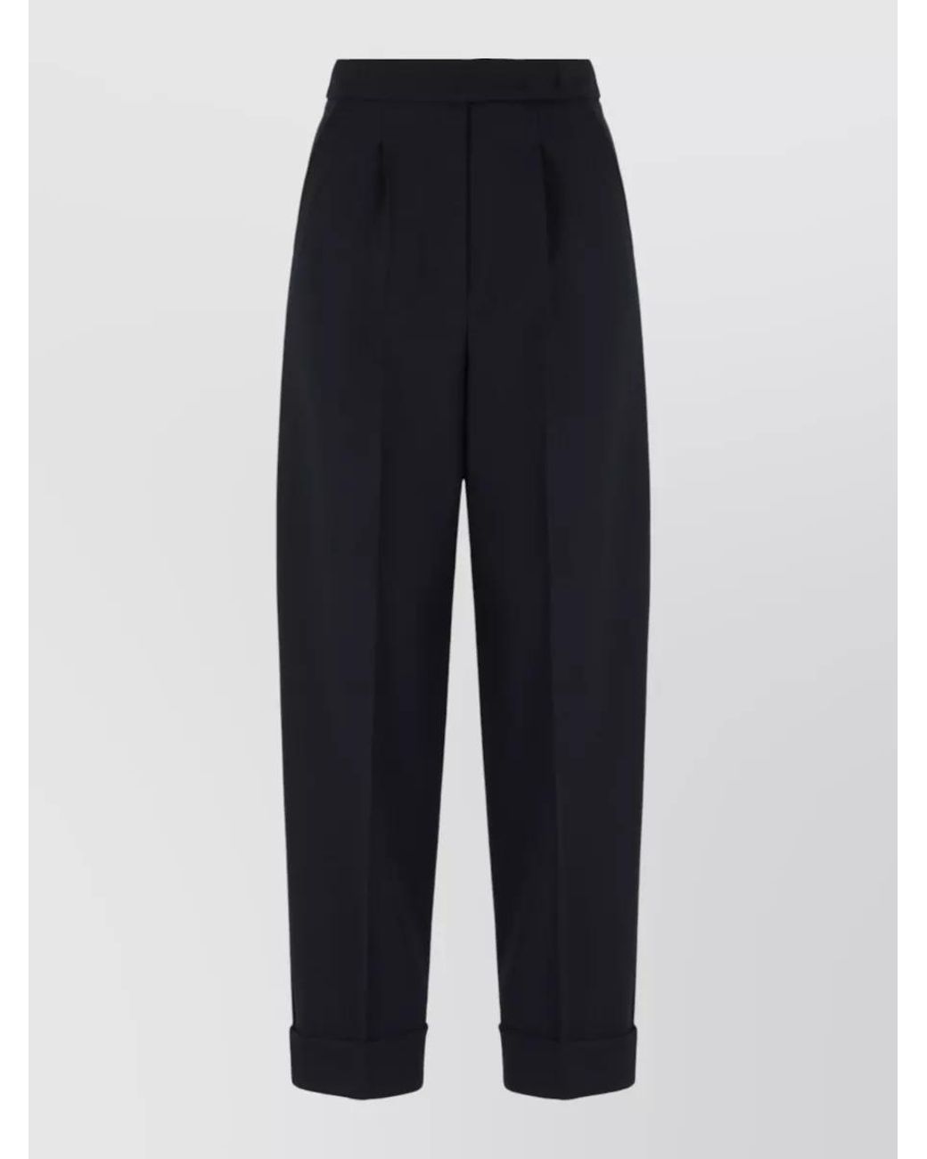 Max Mara Blue Virgin Wool High-Rise Cropped Tailored Trousers