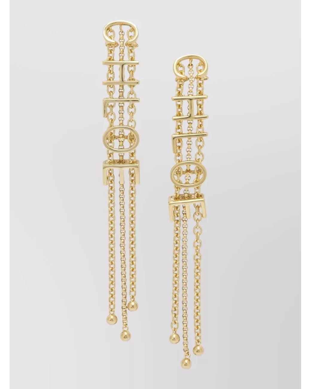 Chloé Metallic Brass Chain-Link Drop Earrings