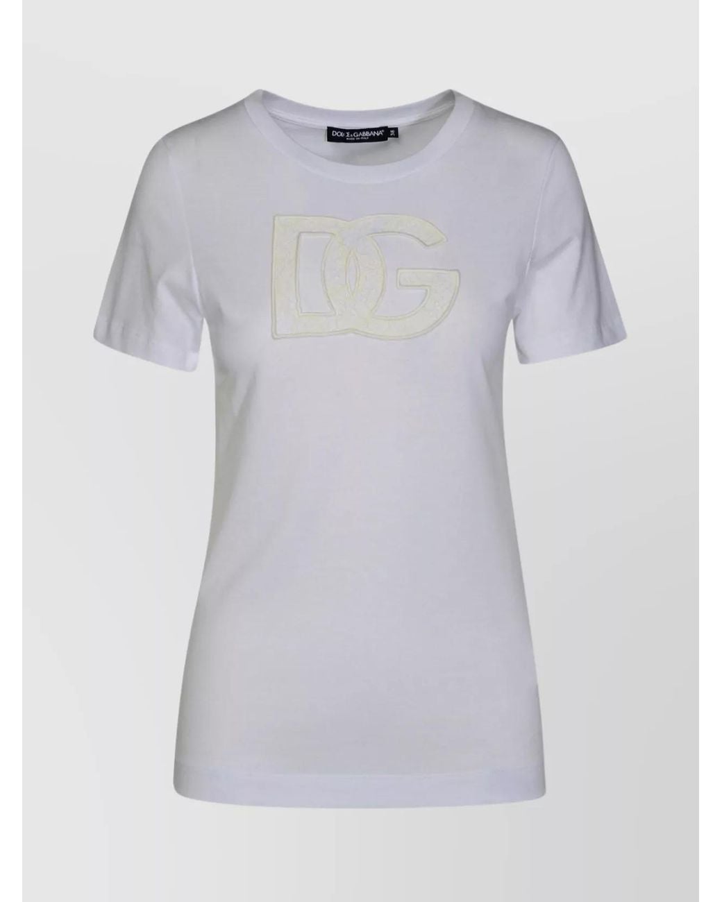 Dolce & Gabbana Blue Cotton Logo-Patch Short-Sleeve T-Shirt