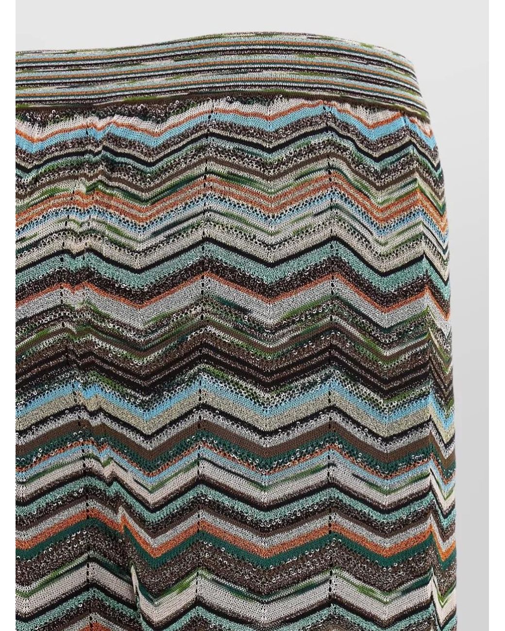 Missoni Gray Zigzag Knit High-Rise Wide-Leg Trousers