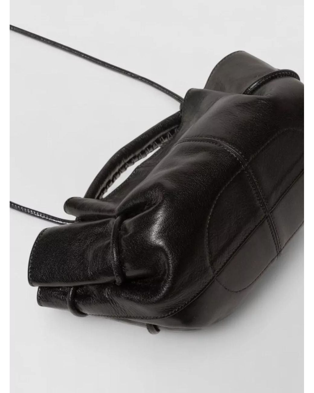 Hereu Black Leather Pleated Mini Bag