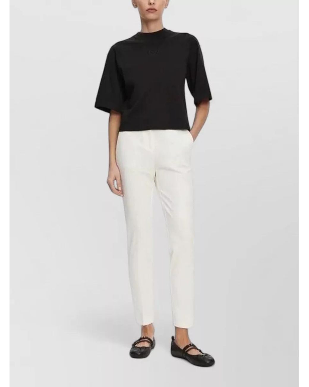 Pinko White Bello Straight-Leg Trousers