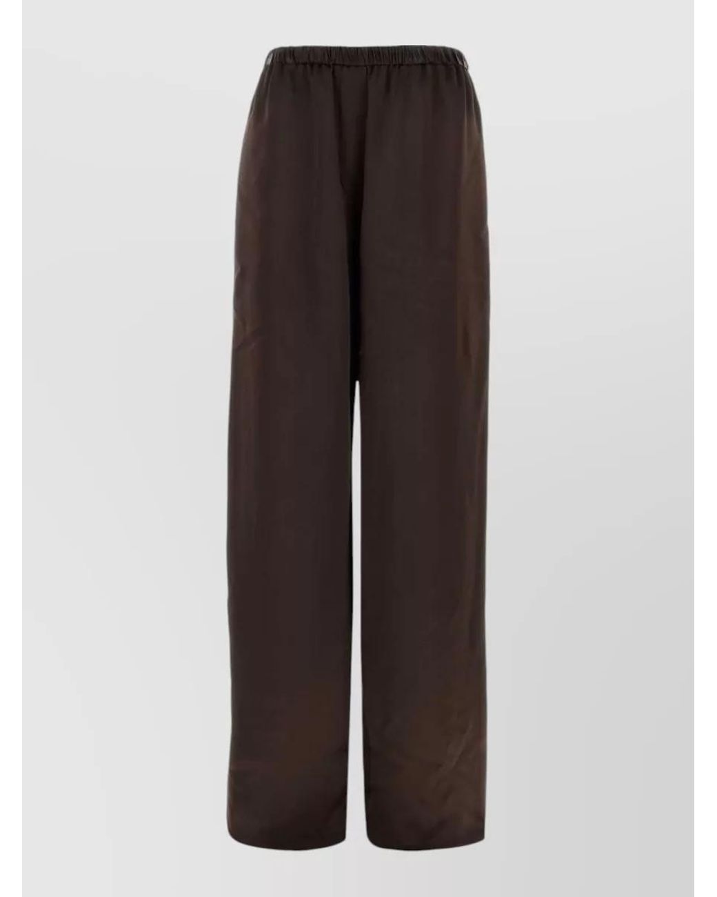 Ferragamo Brown Satin Wide-Leg Palazzo Trousers