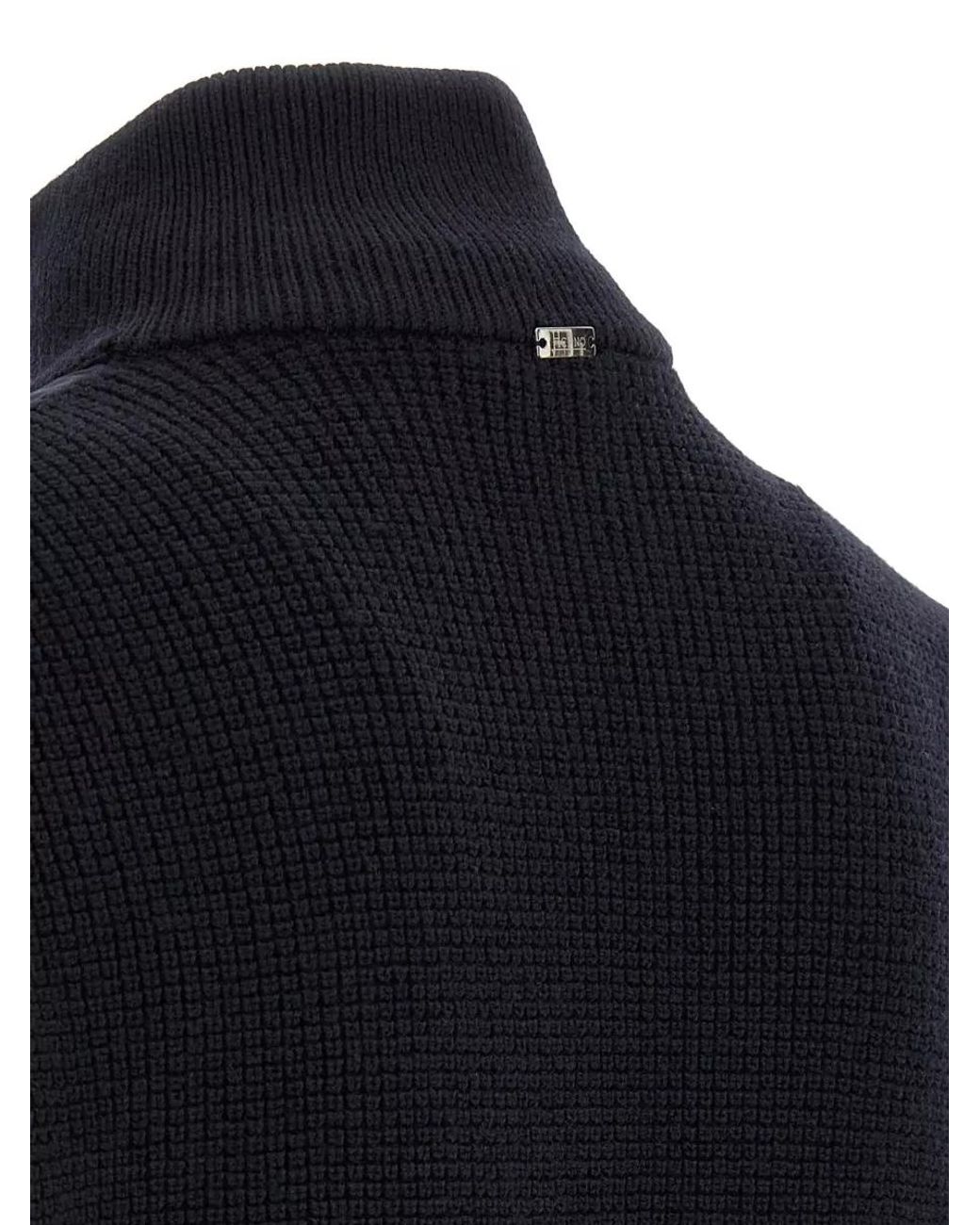 Herno Blue Merino Wool Quilted Padded Cardigan for men