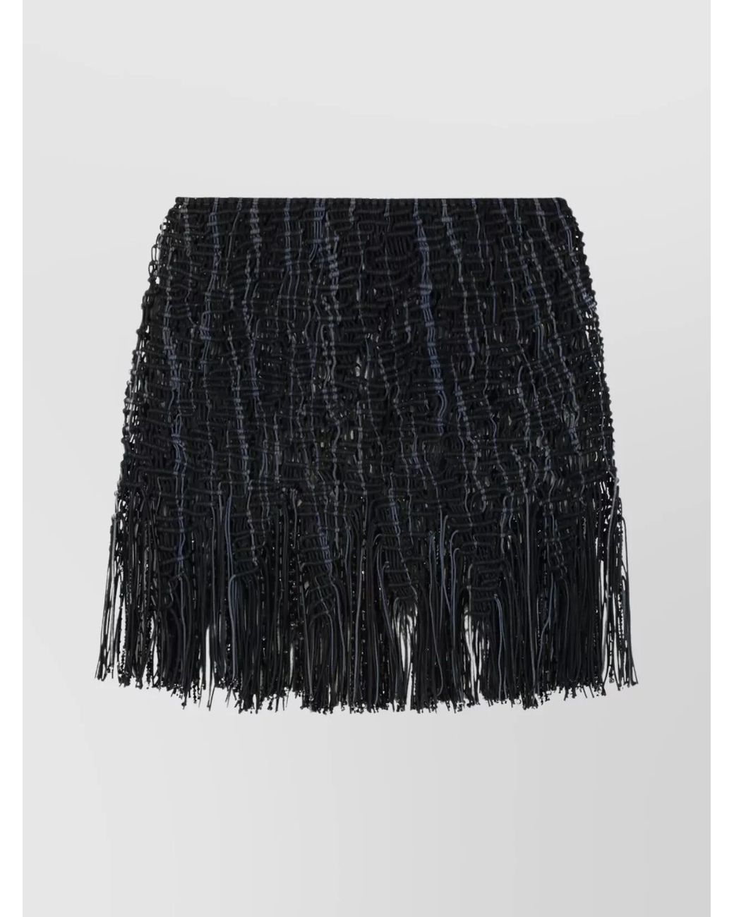 Roberta Einer Black Cotton Knitted Fringed Mini Skirt