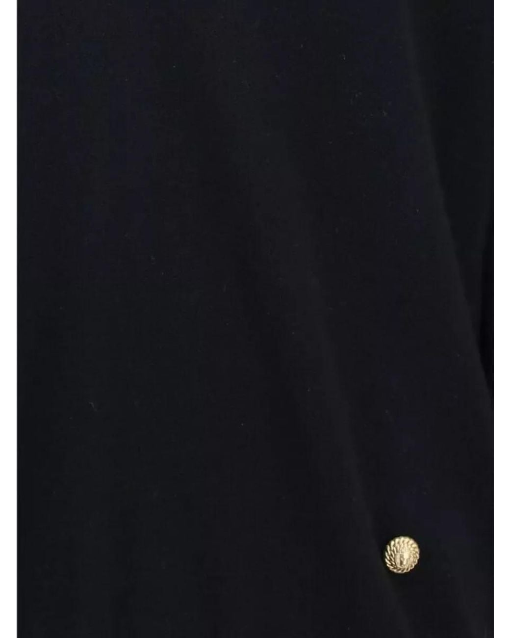 Balmain Black Merino Wool Ribbed V-Neck Sweater