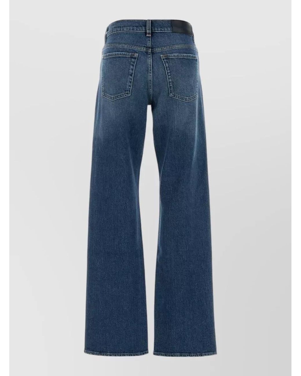 7 For All Mankind Blue Denim Wide-Leg Trousers