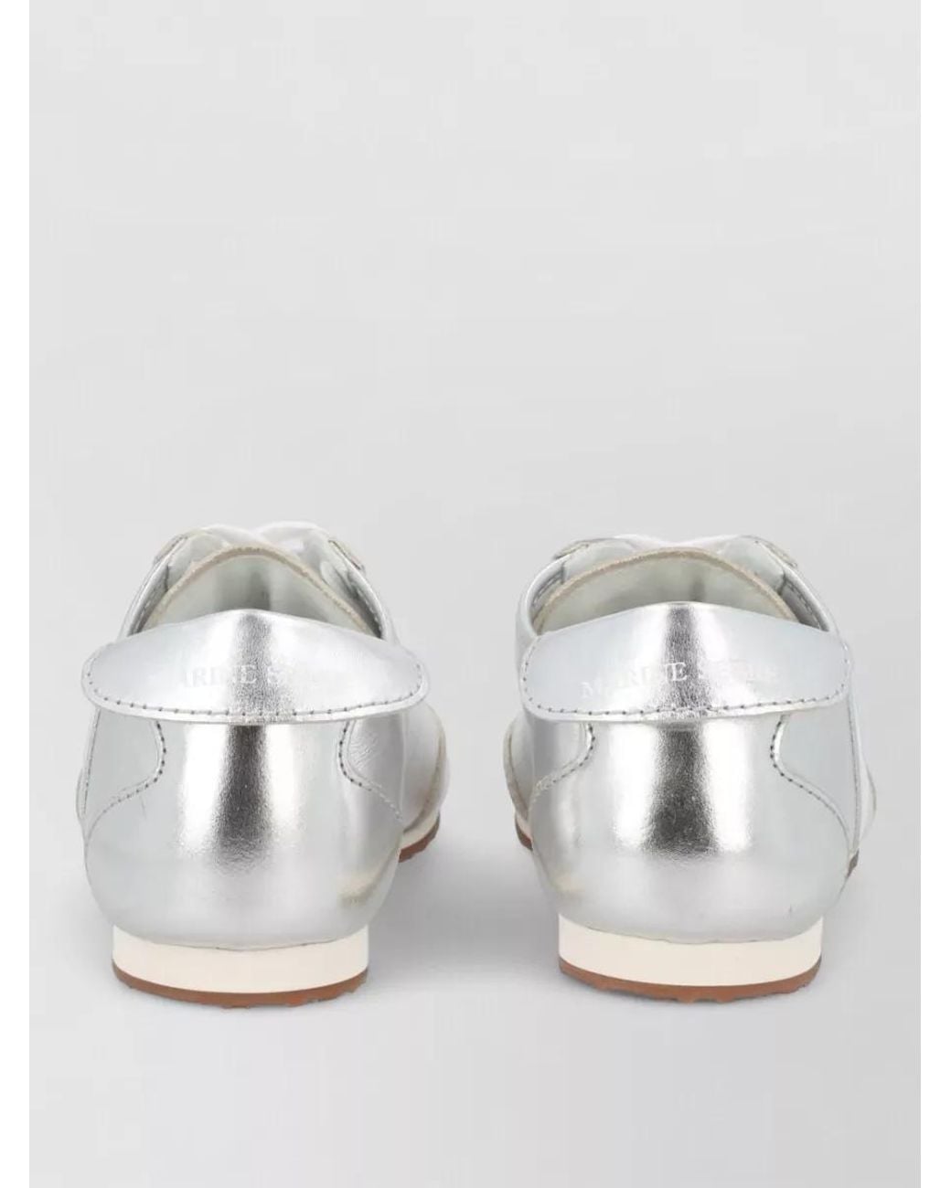 MARINE SERRE White Metallic Leather Low-Top Sneakers