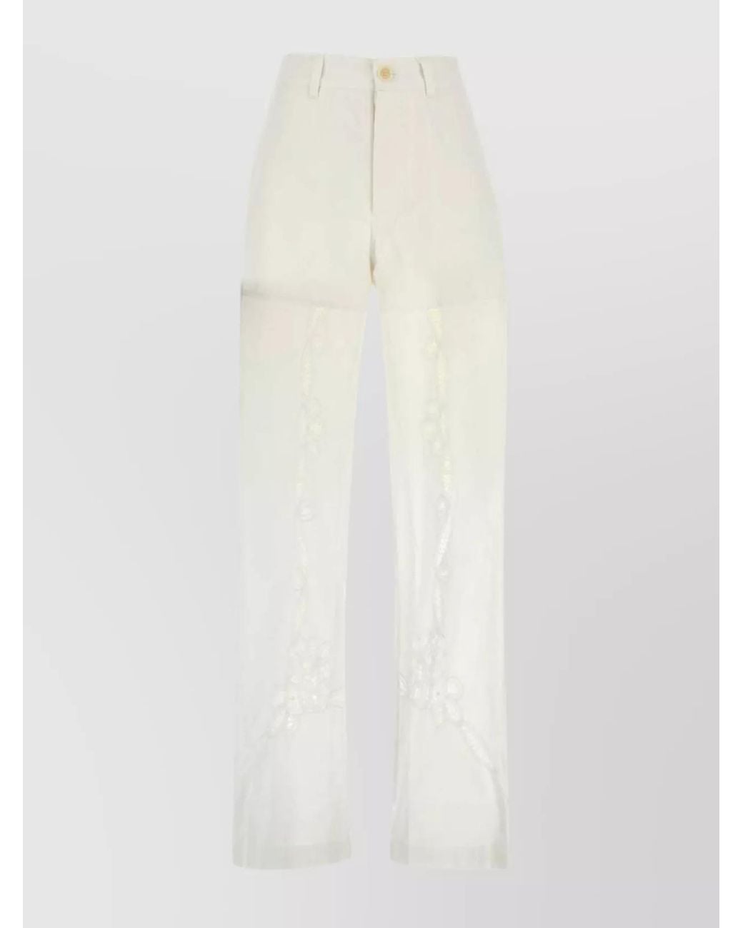 MARINE SERRE White Upcycled Cotton Straight-Leg Trousers