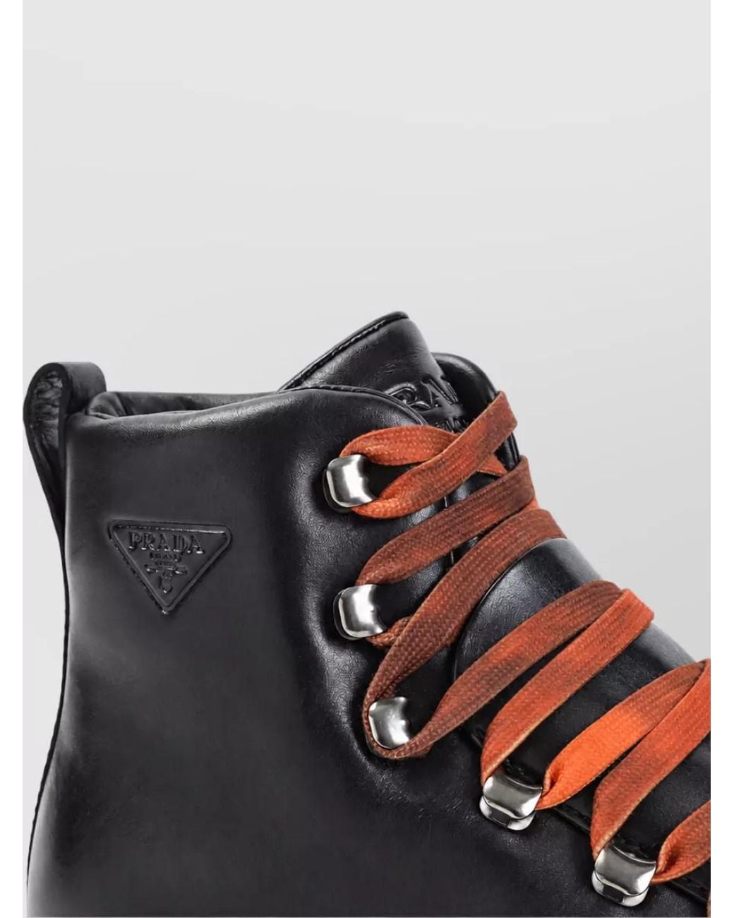 Prada Black Leather Lace-Up Ankle Boots for men