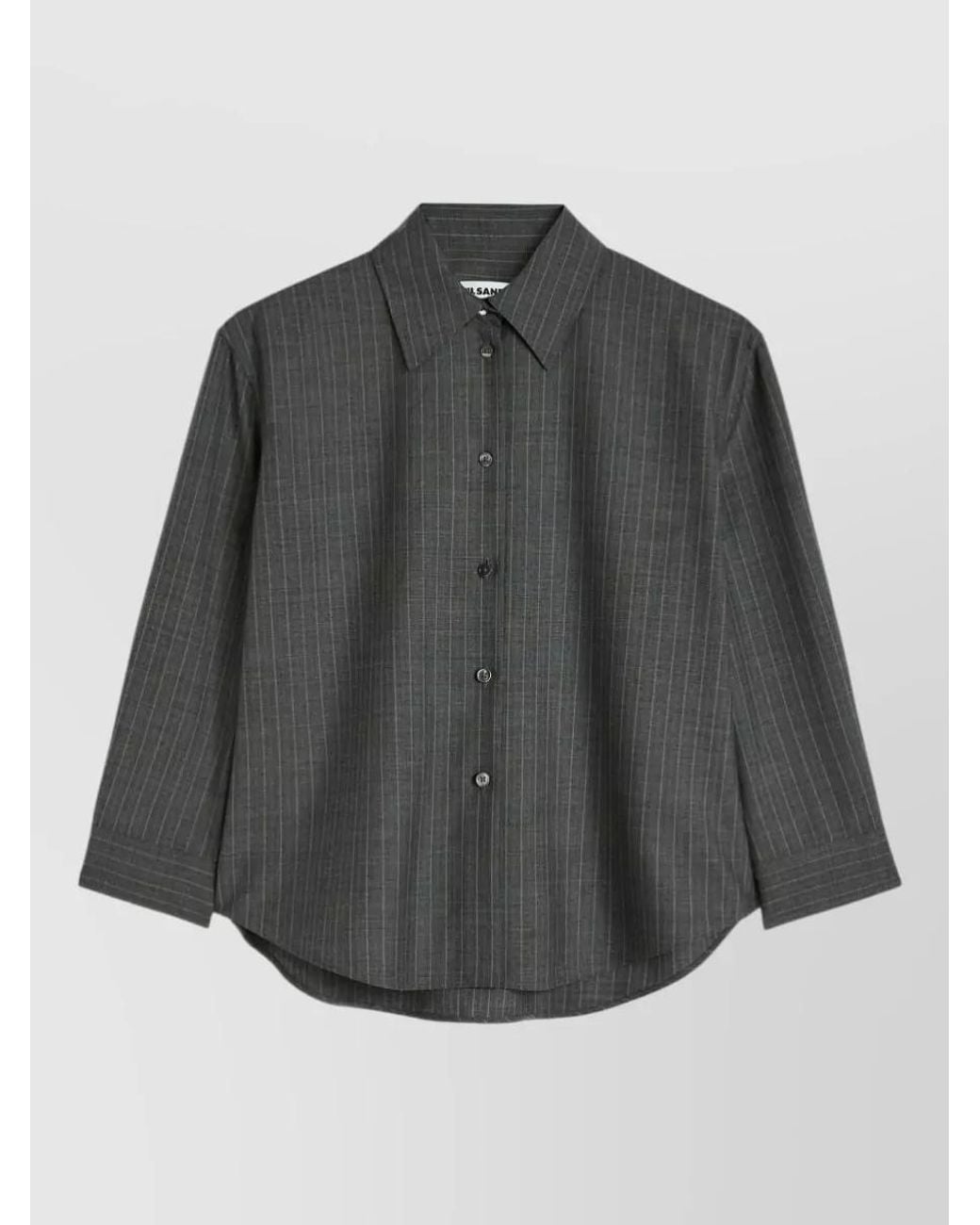 Jil Sander Gray Pinstripe Boxy Wool Shirt