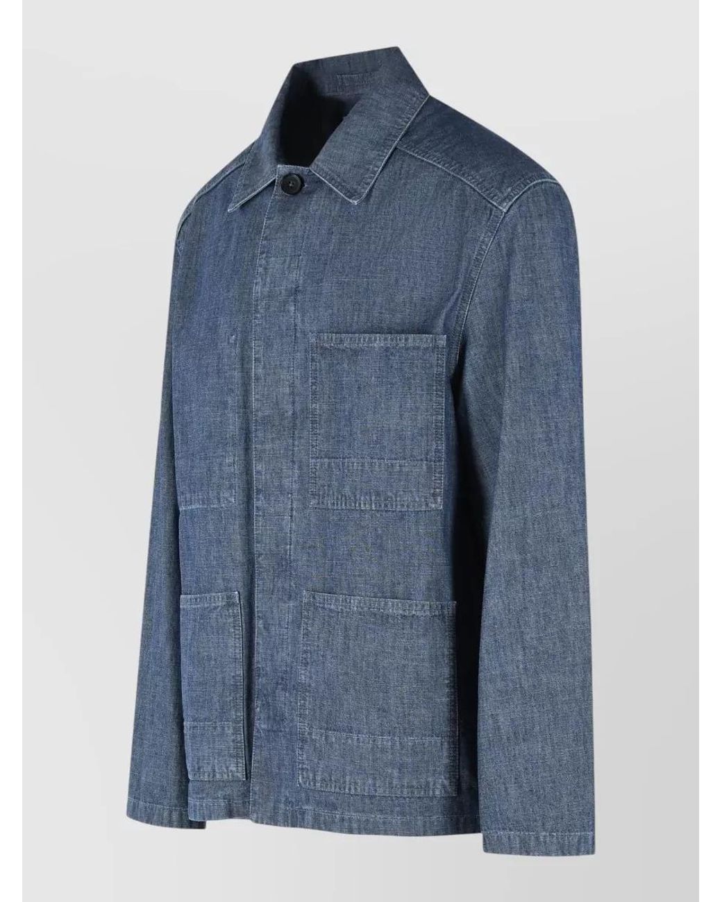 Jil Sander Blue Cotton Chambray Overshirt for men
