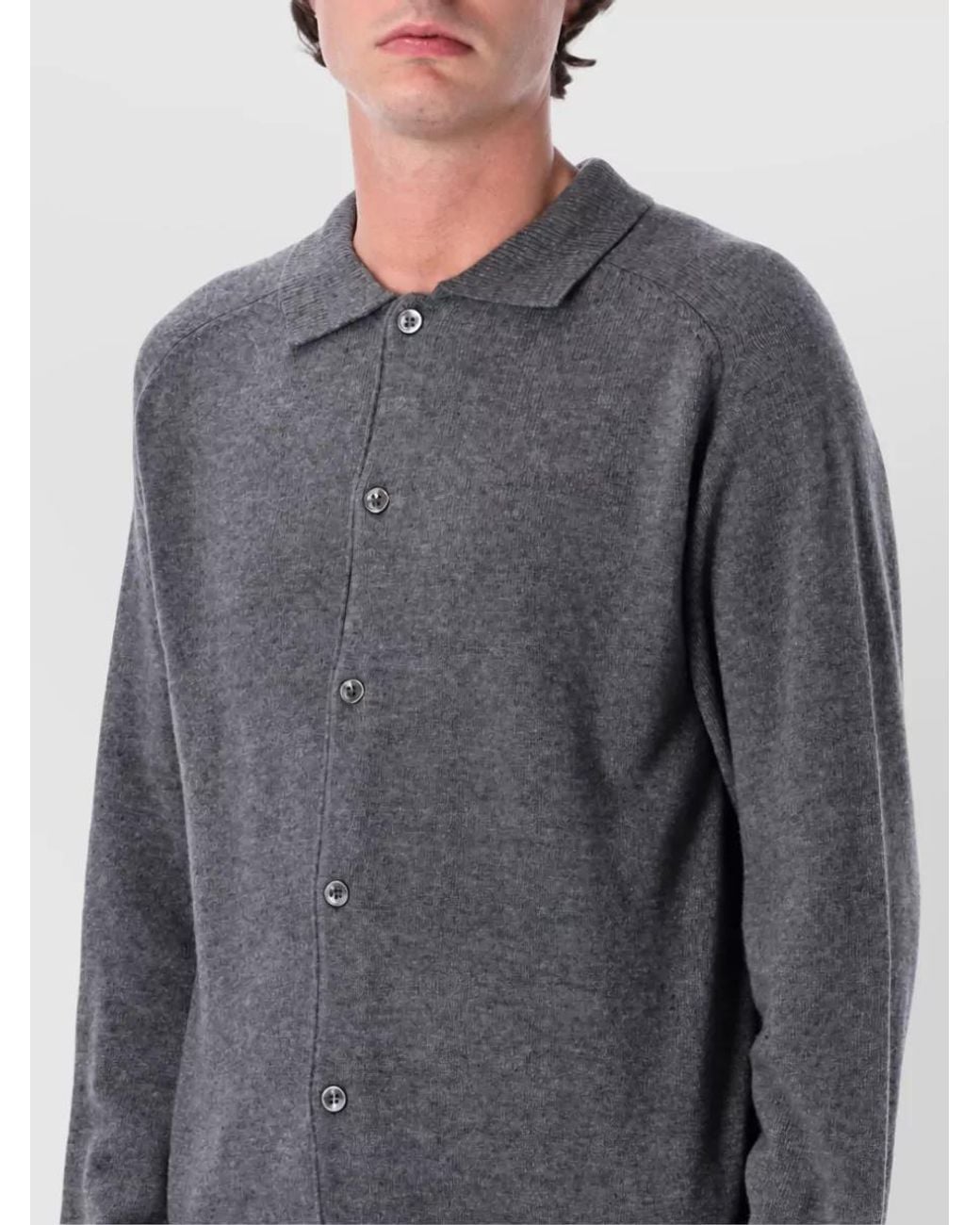DUNST Gray Cashmere Blend Collared Cardigan for men