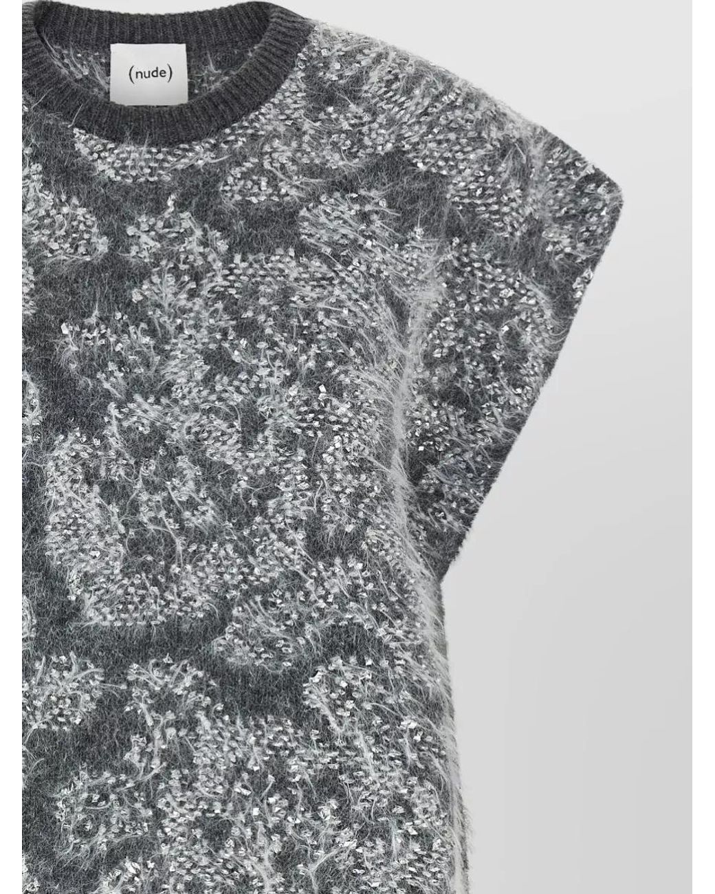 Nude Gray Jacquard Sleeveless Sweater