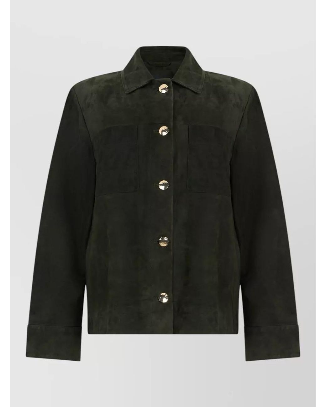 Max Mara Black Leather Single-Breasted Coat