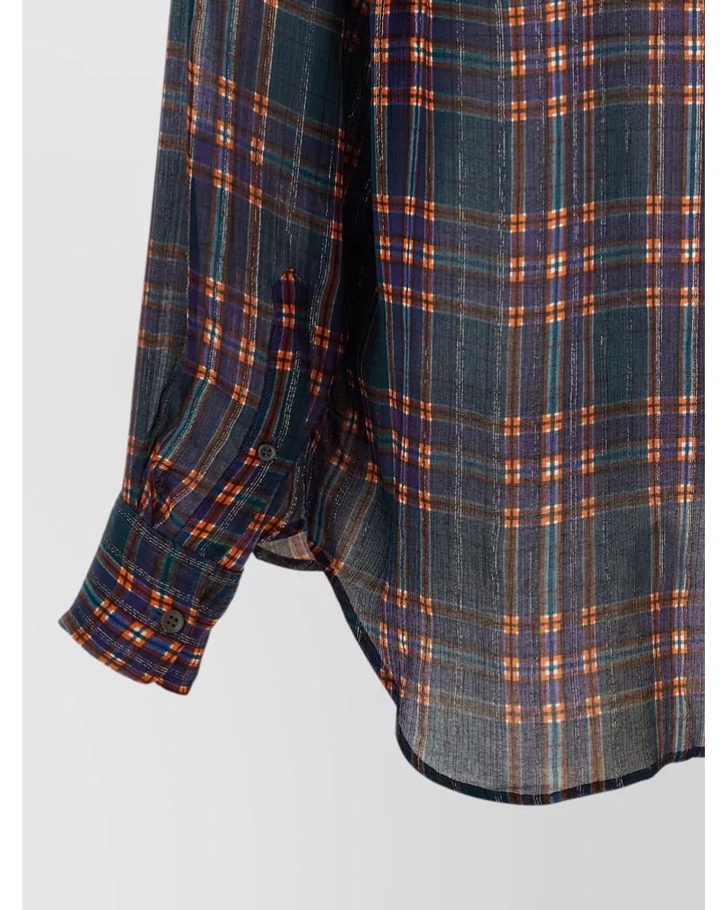 Dries Van Noten Blue Silk Checked Long-Sleeve Shirt