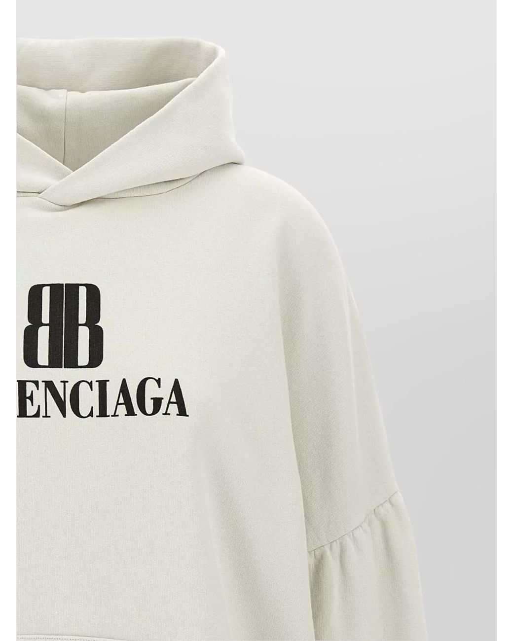 Balenciaga White Oversized Cropped Hoodie