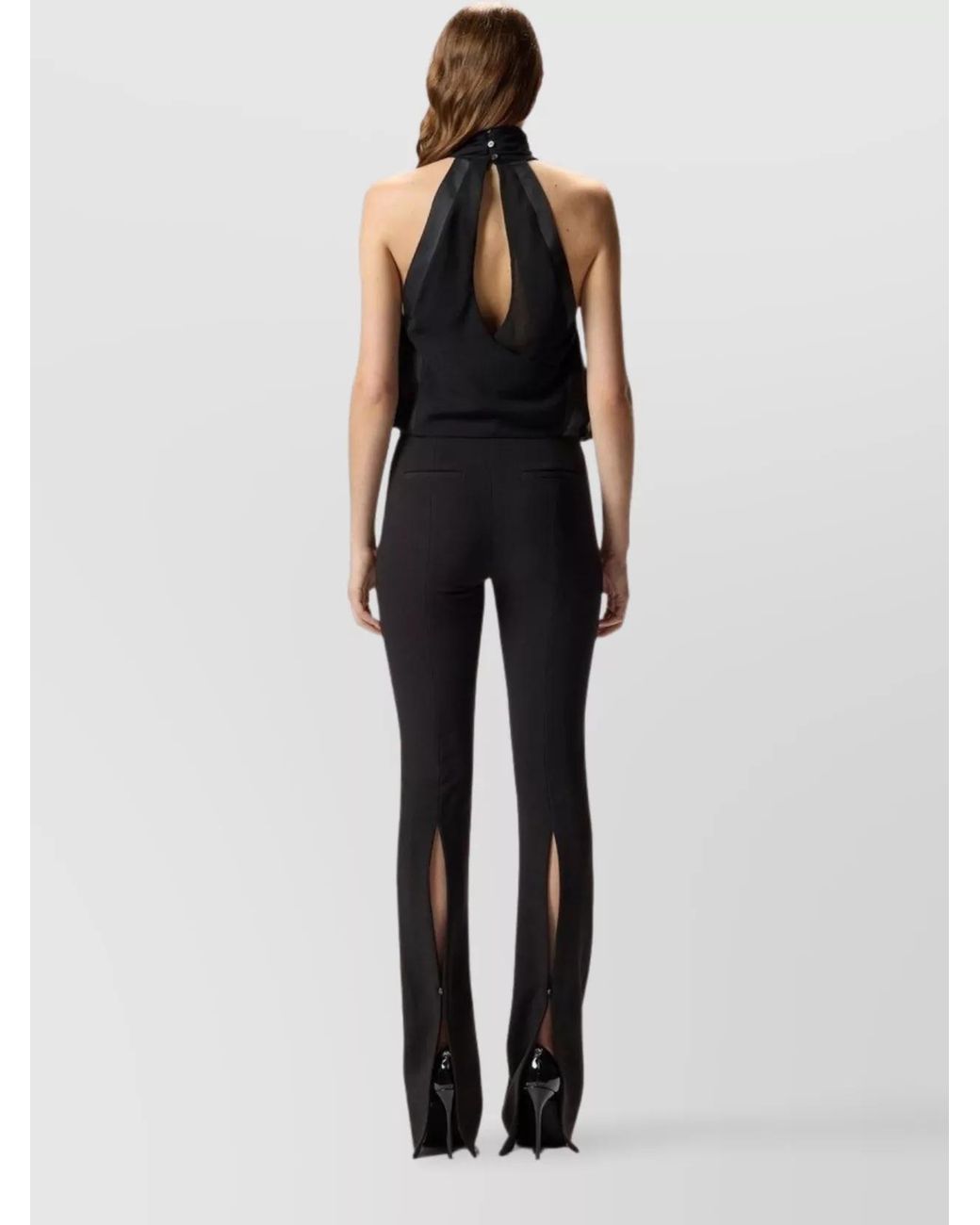 Pinko Black Halter Neck Top With High Collar