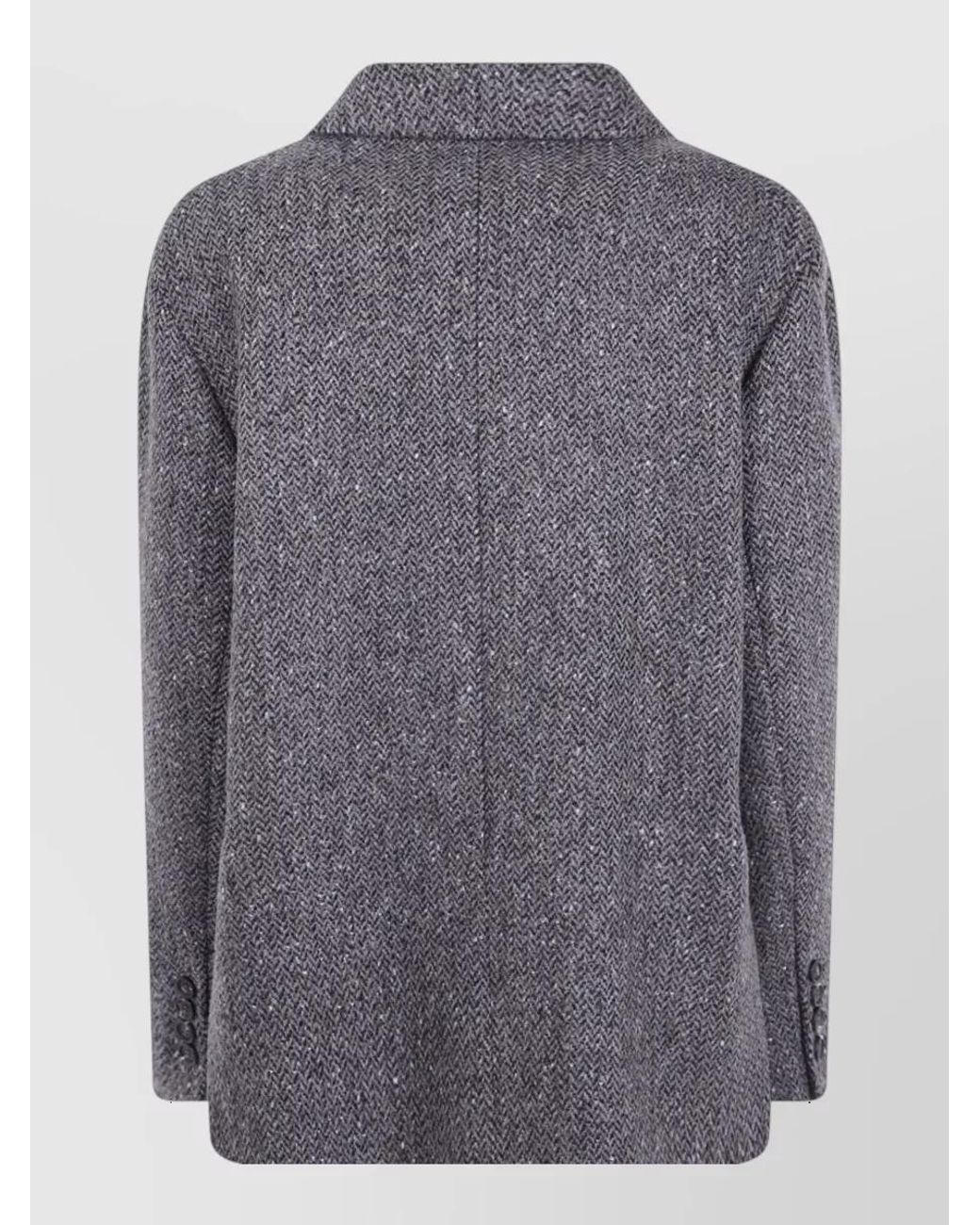 Brunello Cucinelli Gray Virgin Wool Blend Herringbone Single Breasted Jacket