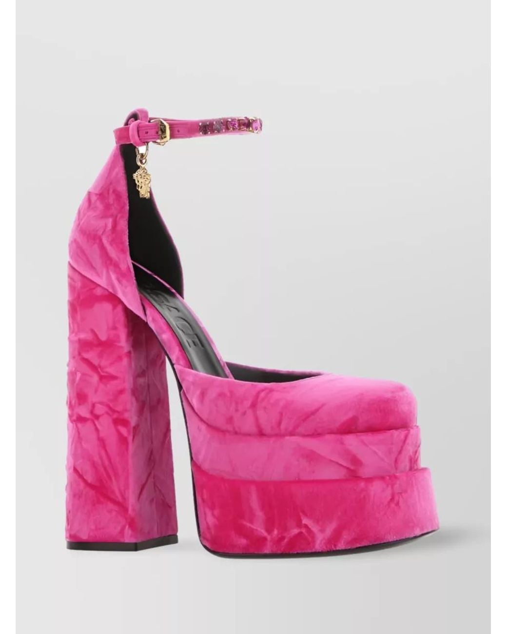 Versace Pink Velvet Platform Pumps