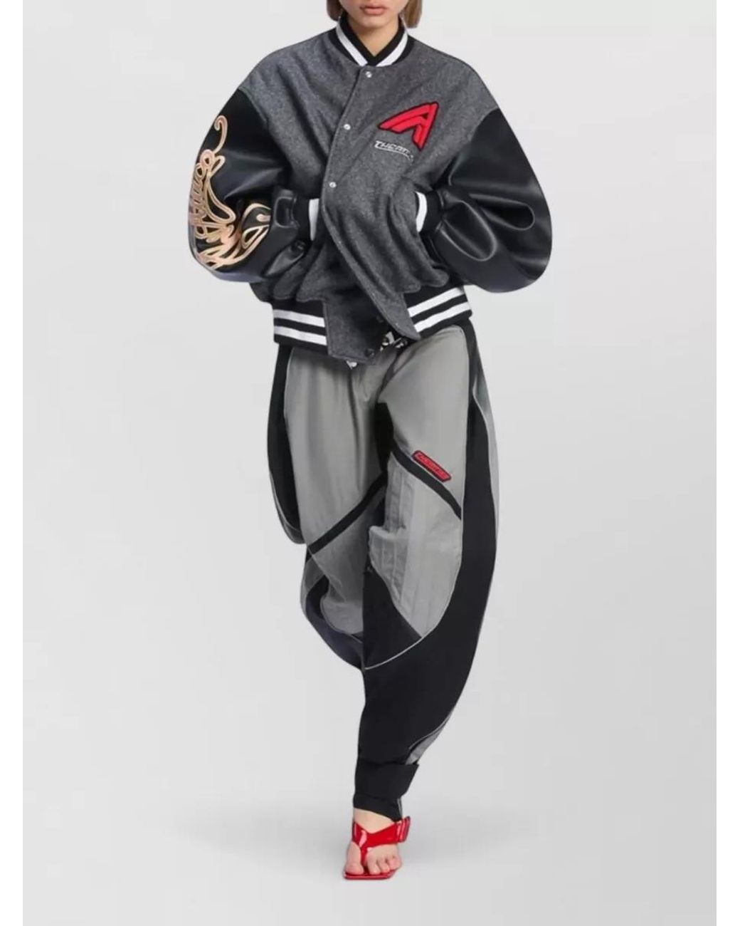 The Attico Gray Wool Bomber Jacket