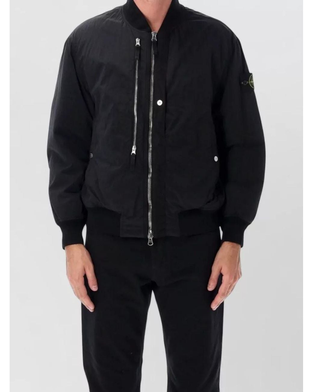 Stone Island Blue Nylon Bomber Jacket for men