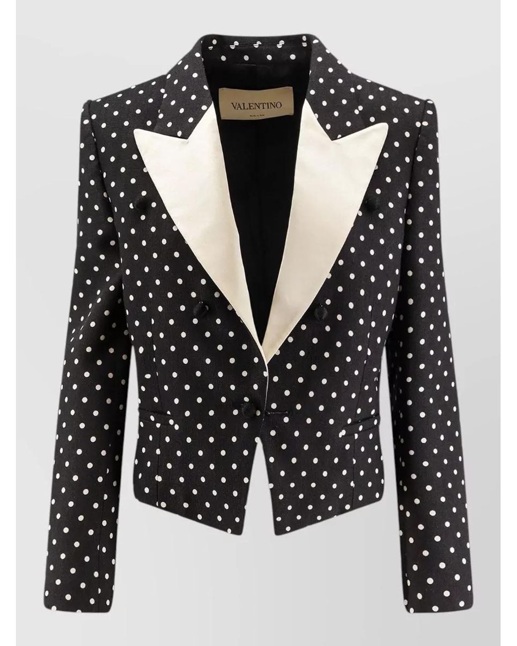 Valentino Black Polka-Dot Single-Breasted Cropped Blazer