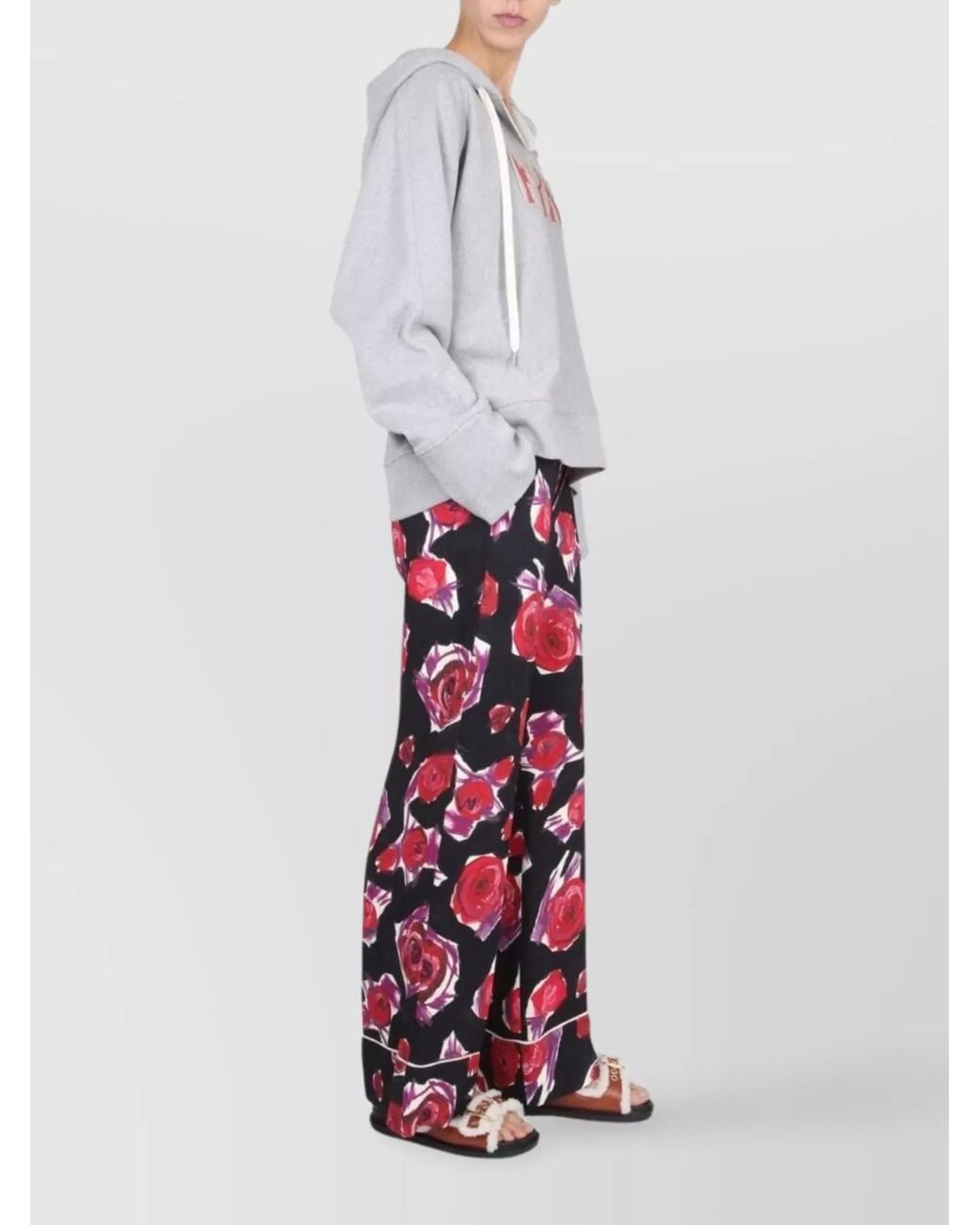 Marni White Floral-Print Wide-Leg Trousers