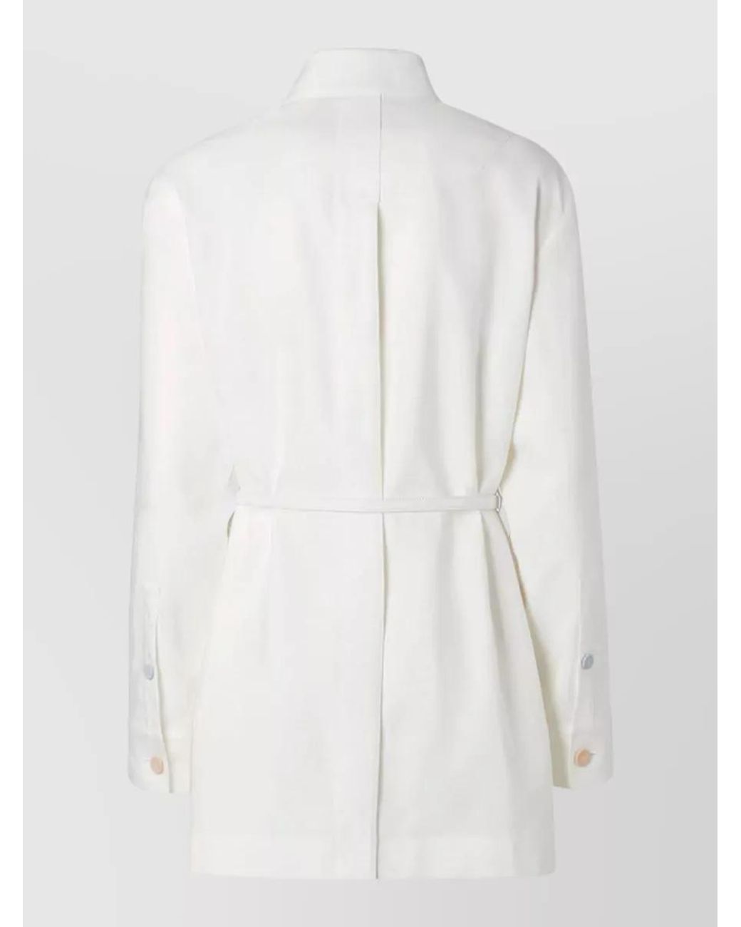 Fendi White Linen Belted Single-Breasted Jacket