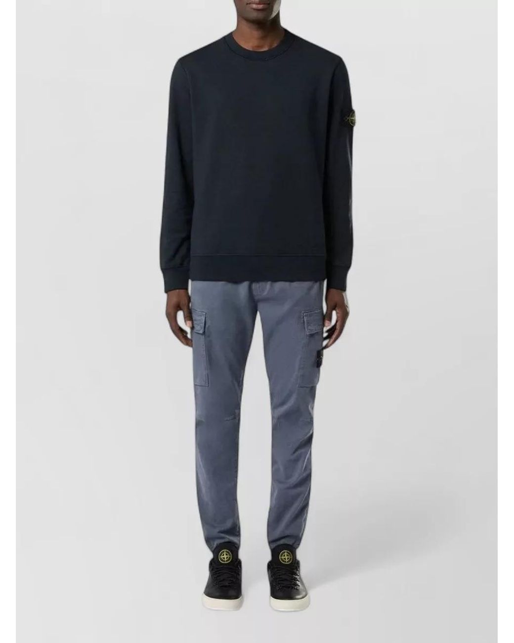 Stone Island Blue Cotton Crewneck Sweatshirt for men