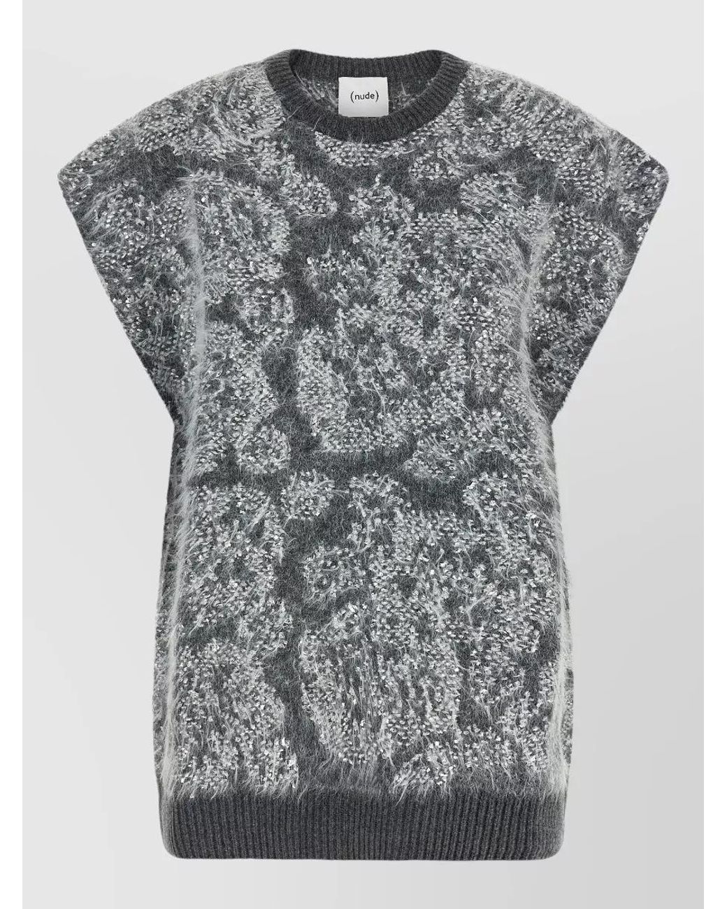 Nude Gray Jacquard Sleeveless Sweater