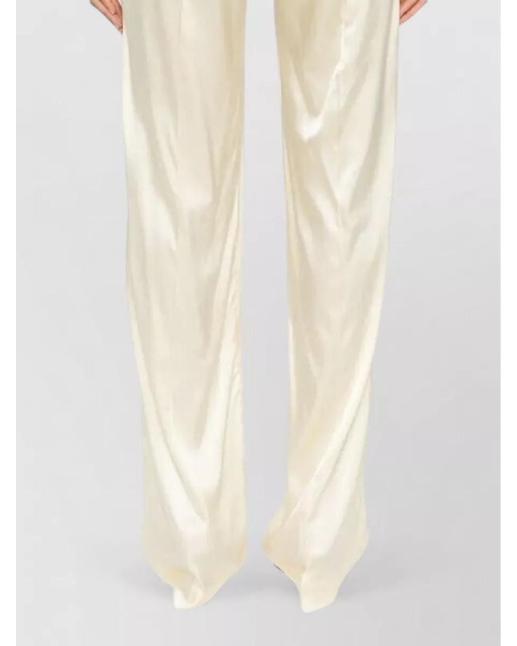 Tom Ford White Silk Satin Wide-Leg Trousers