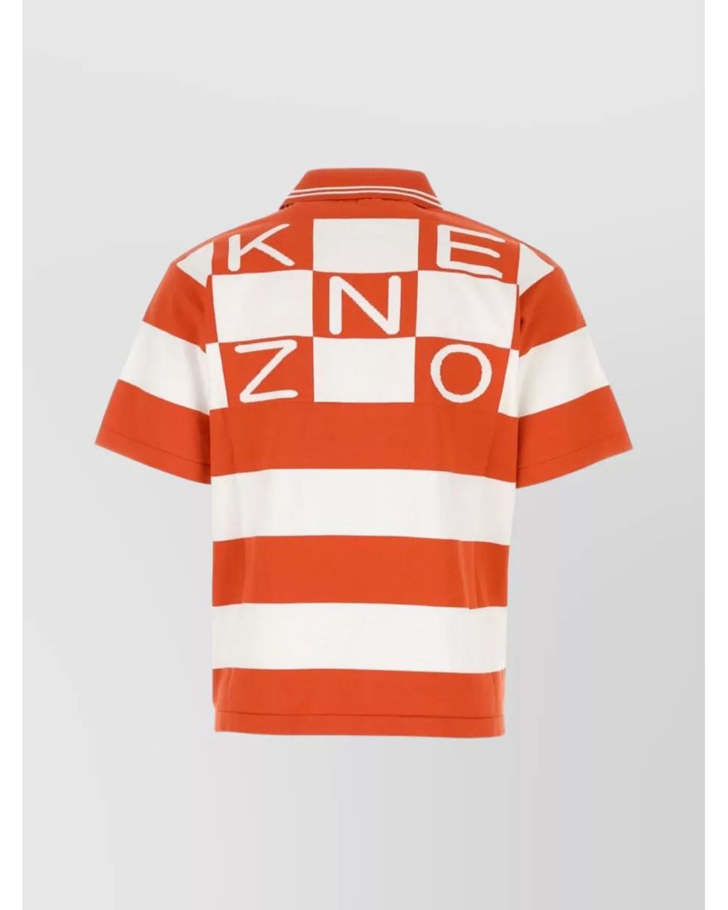 KENZO Red Cotton Oversized Striped Short-Sleeve Polo Shirt for men