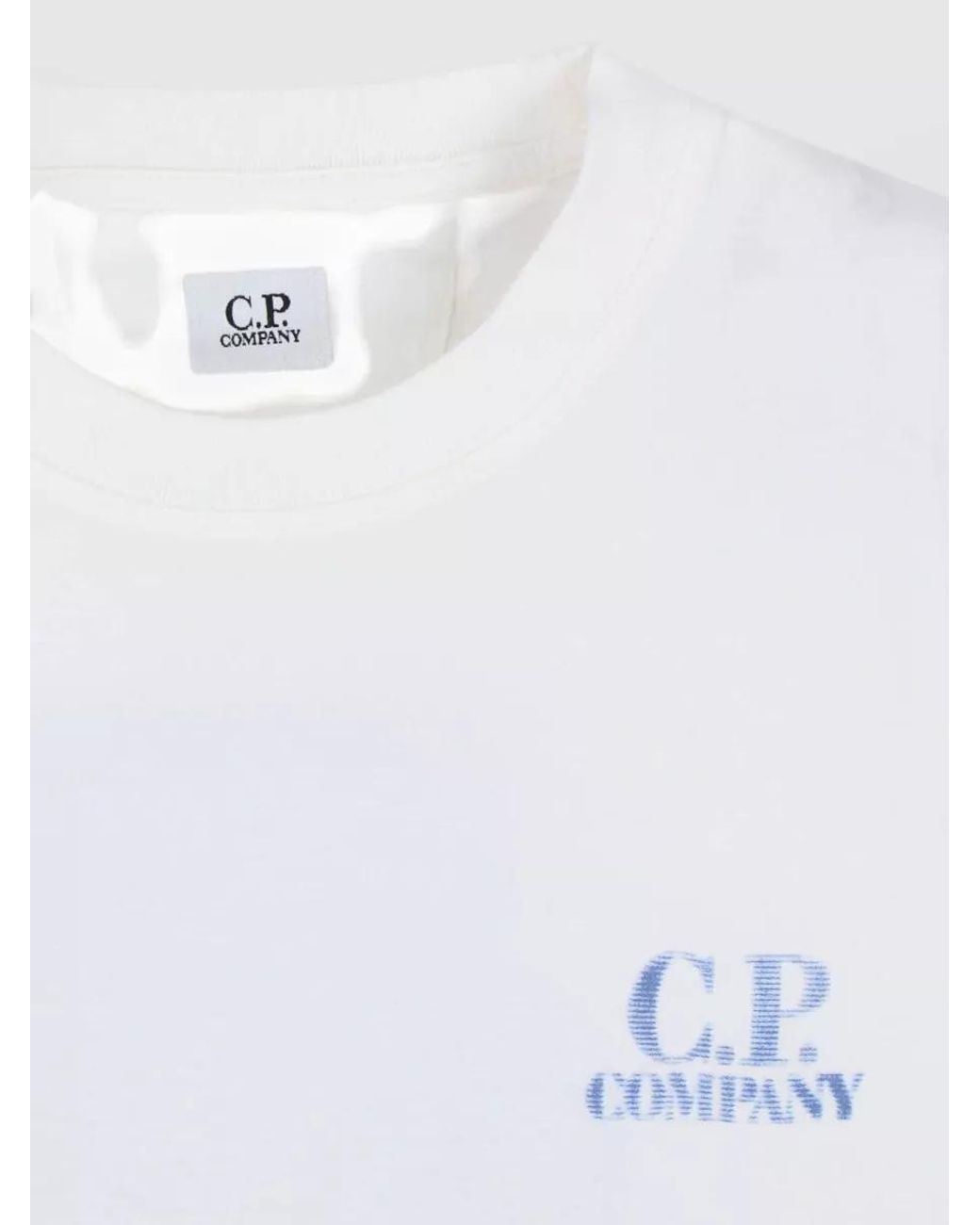 C P Company White Cotton Relaxed-Fit Logo-Print T-Shirt for men