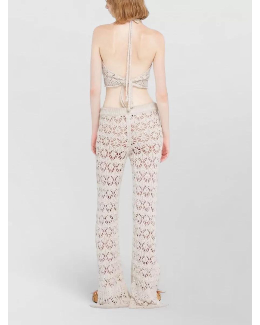 Alanui White Crochet-Knit Halterneck Top